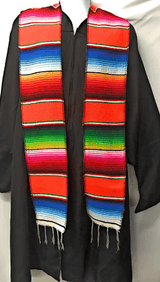Authentic Mexican Serape Graduation Stole Sash Cotton Fabric - Assorted Stripe Pattern, 5" Wide X 76" Long (1 Piece)