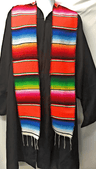 Authentic Mexican Serape Graduation Stole Sash Cotton Fabric - Assorted Stripe Pattern, 5" Wide X 76" Long (1 Piece)