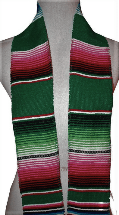 Authentic Mexican Serape Graduation Stole Sash Cotton Fabric - Assorted Stripe Pattern, 5" Wide X 76" Long (1 Piece)