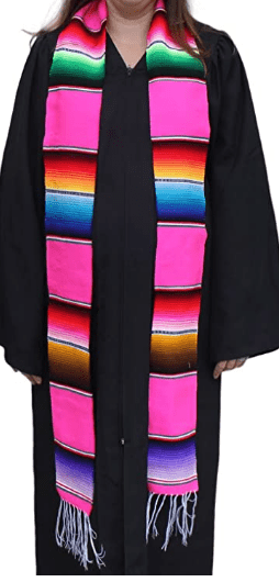 Authentic Mexican Serape Graduation Stole Sash Cotton Fabric - Assorted Stripe Pattern, 5" Wide X 76" Long (1 Piece)