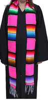 Authentic Mexican Serape Graduation Stole Sash Cotton Fabric - Assorted Stripe Pattern, 5" Wide X 76" Long (1 Piece)