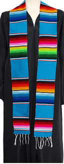 Authentic Mexican Serape Graduation Stole Sash Cotton Fabric - Assorted Stripe Pattern, 5" Wide X 76" Long (1 Piece)