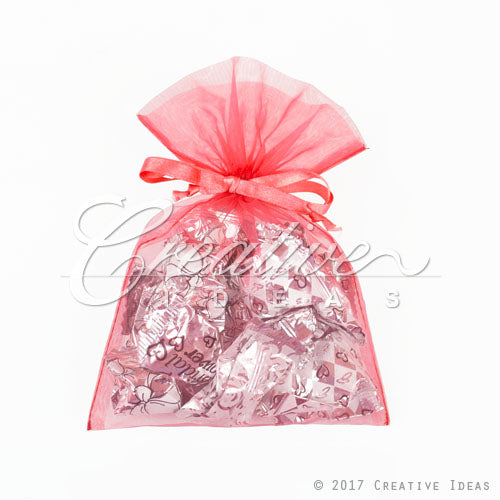 5"X 6.5" Organza Pouches-Sold By A Dozen Pieces ( 6 Pieces/Inner Pack) (Coral)
