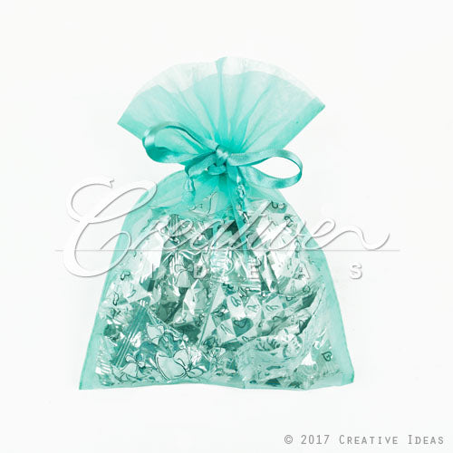 5"X 6.5" Organza Pouches-Sold By A Dozen Pieces ( 6 Pieces/Inner Pack) (Tropic Blue)