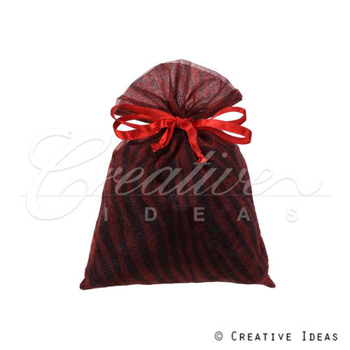 5"X 6.5" Organza Zebra Pouches - Sold By A Dozen Pieces ( 6 Pieces/Inner Pack) (Red/Black)