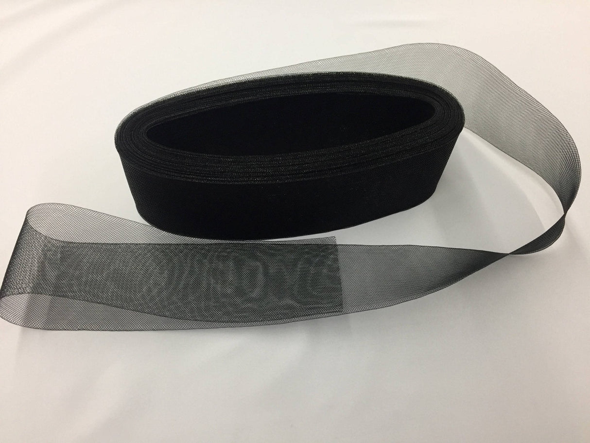 Black Crinoline Horsehair Braid Trim Polyester Fabric - Black, 4" Width (5 Yards)