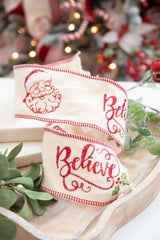 Cozy Christmas Believe Mini Ribbon Bundle, Festive Holiday Tree Ribbon Set