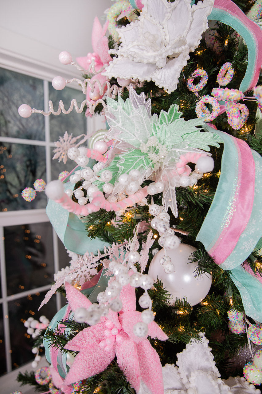 25” Pink Curly Snowflake Stem