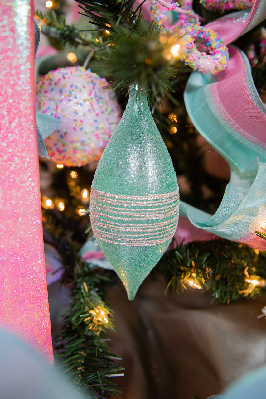 4-7" Mint Glitter Sweet Shoppe Ornament - 3 Pc/Box