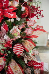 26” Iced Red and White Snowflake Spray