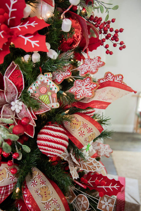 26” Iced Red and White Snowflake Spray
