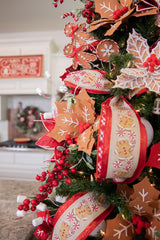 22” x 12" Gingerbread Poinsettia Stem with Red Berries
