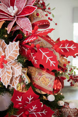 28” Red and White Leaf Spray with Red Berries