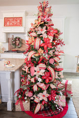 22” x 11" Red and White Poinsettia Stem with Red Berries
