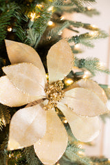 24” x 12" Metallic Mirror Fabric Poinsettia Stem