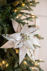 20” x 13" Velvet Sheer Blush Poinsettia Stem