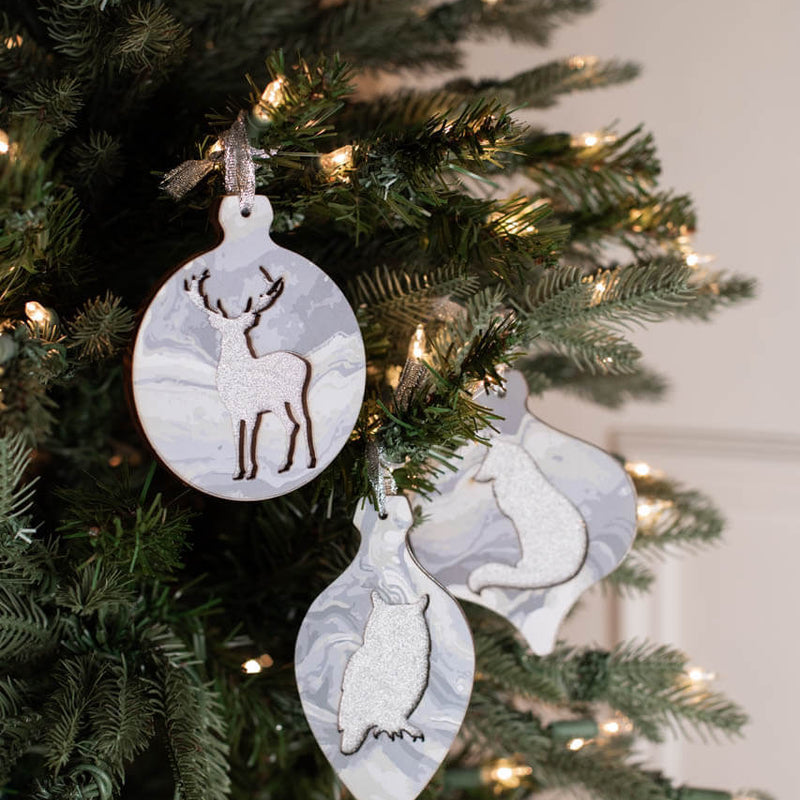 3” Plywood Silver Silhouette Animal Ornament