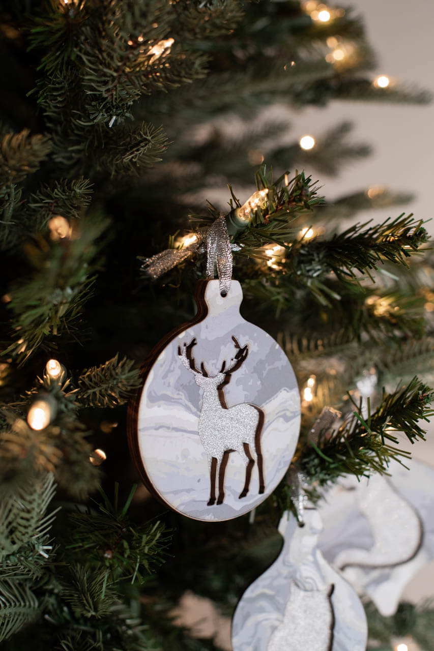 3” Plywood Silver Silhouette Animal Ornament