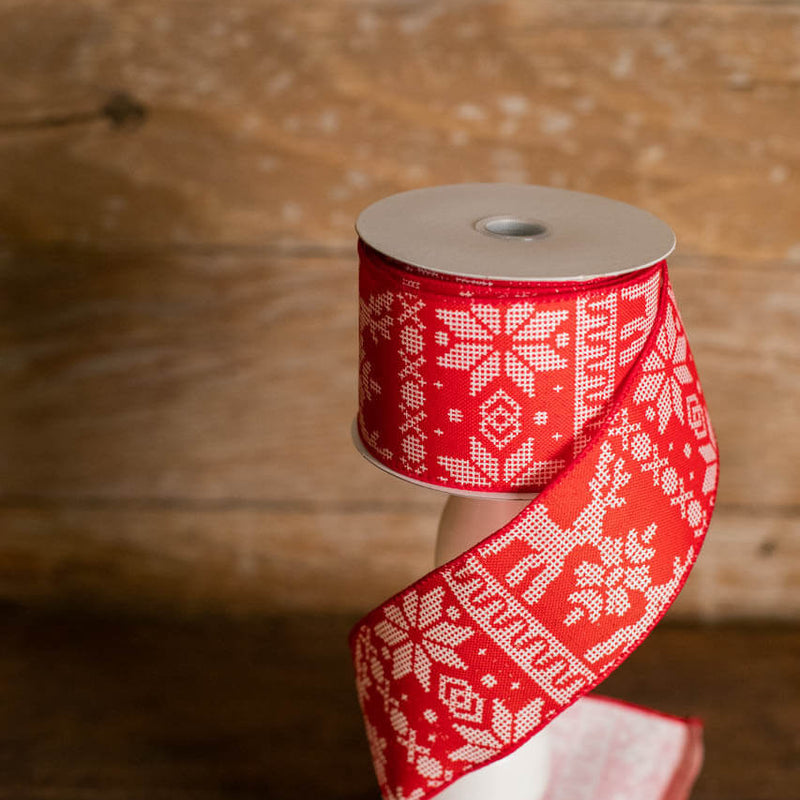 2.5" x 10 Yard Deer & Snowflake Sweater Pattern Ribbon