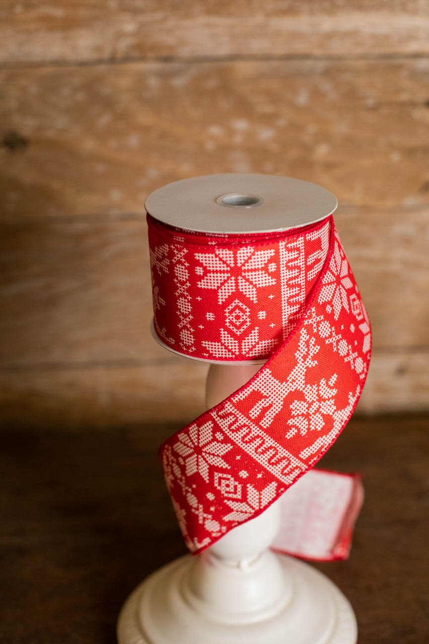 2.5" x 10 Yard Deer & Snowflake Sweater Pattern Ribbon