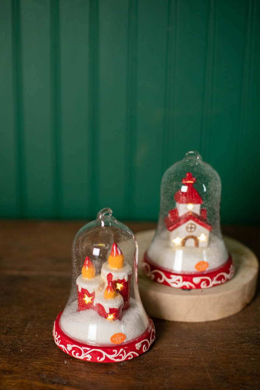 6" Dolomite/Glass Candle/Church Ornament