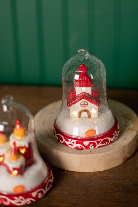 6" Dolomite/Glass Candle/Church Ornament