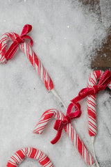 26” Frosty Peppermint Candy Cane with Bow Spray