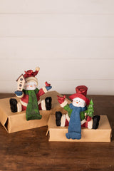 6 Inch Resin Stocking Hanger Snowman with Cardinal