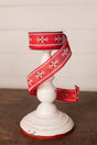 1.5" x 10 Yard Christmas Red Cross Stitch Ribbon