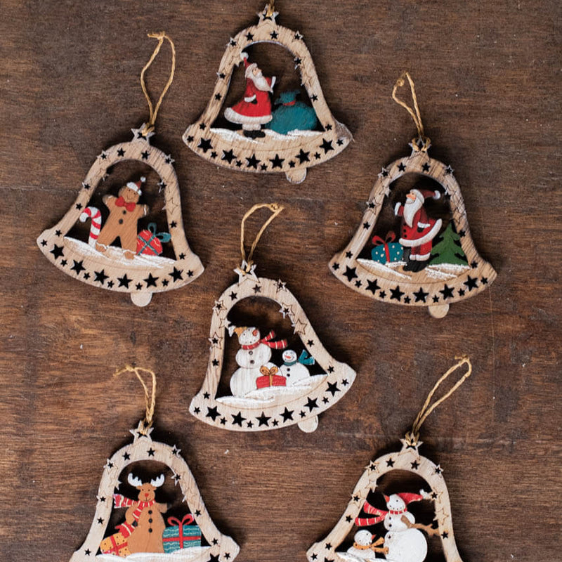 Plywood Bell Christmas Ornament 4 Inch Rustic Vintage Tree Decor