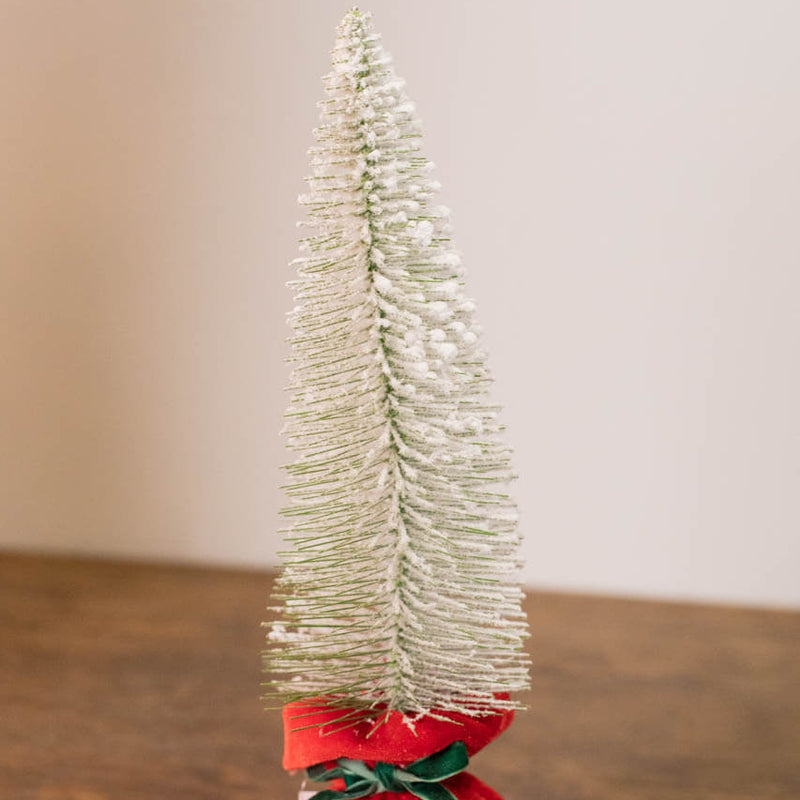 13” Snowy Tree In Felt Gift Sack with Bow