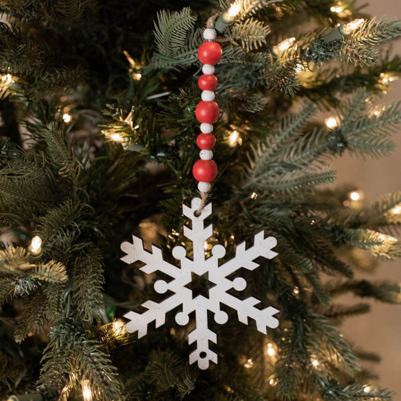 9 Inch Wood Bead MDF Snowflake Drop Ornament Decorative Christmas Hanging Ornament