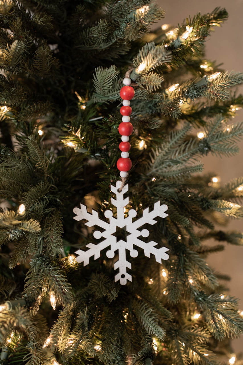 9” Wood Bead MDF Snowflake Drop Ornament