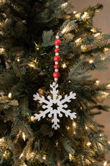 9” Wood Bead MDF Snowflake Drop Ornament