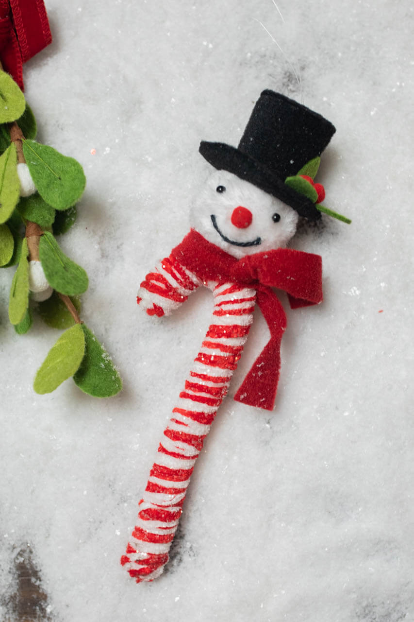 11” Snowman Ice Candy Cane Large Ornament
