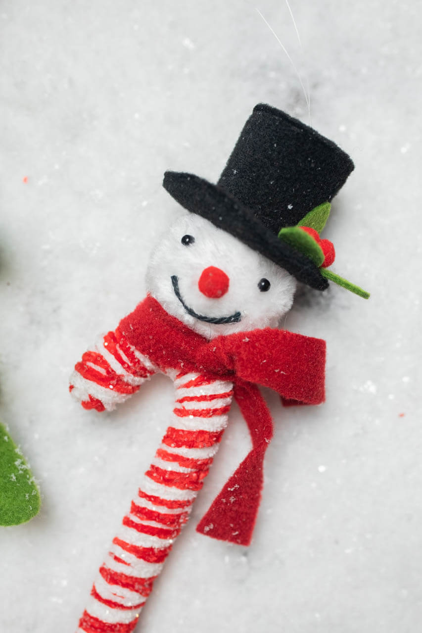 11” Snowman Ice Candy Cane Large Ornament