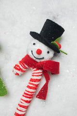 11” Snowman Ice Candy Cane Large Ornament