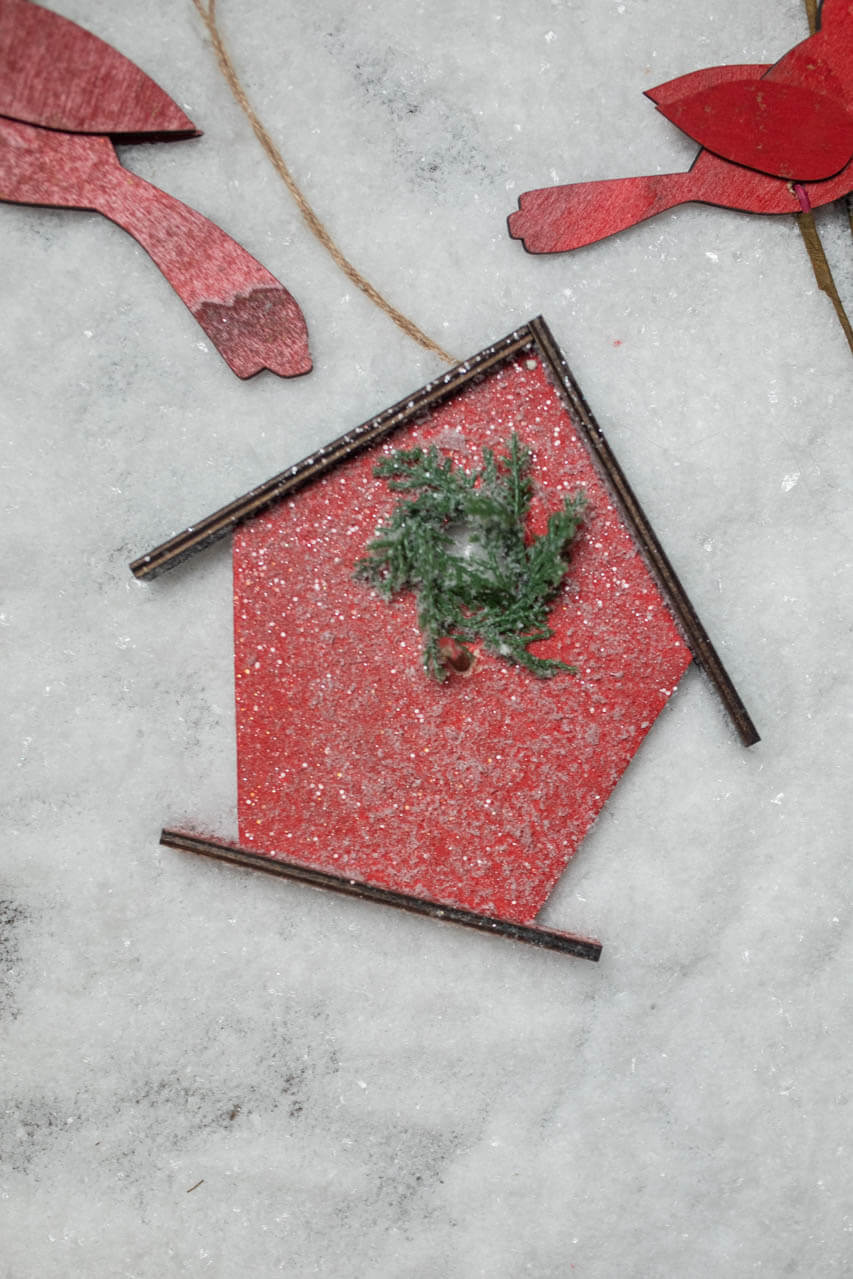 6.75” Frosted Birdhouse Ornament