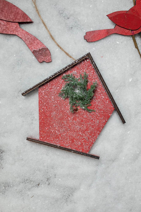 6.75” Frosted Birdhouse Ornament