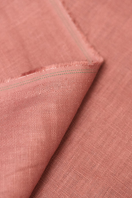 1 Yard Softened Light Rust Pure Linen Fabric Midweight 5.5 oz 54 Inch Solid Weave