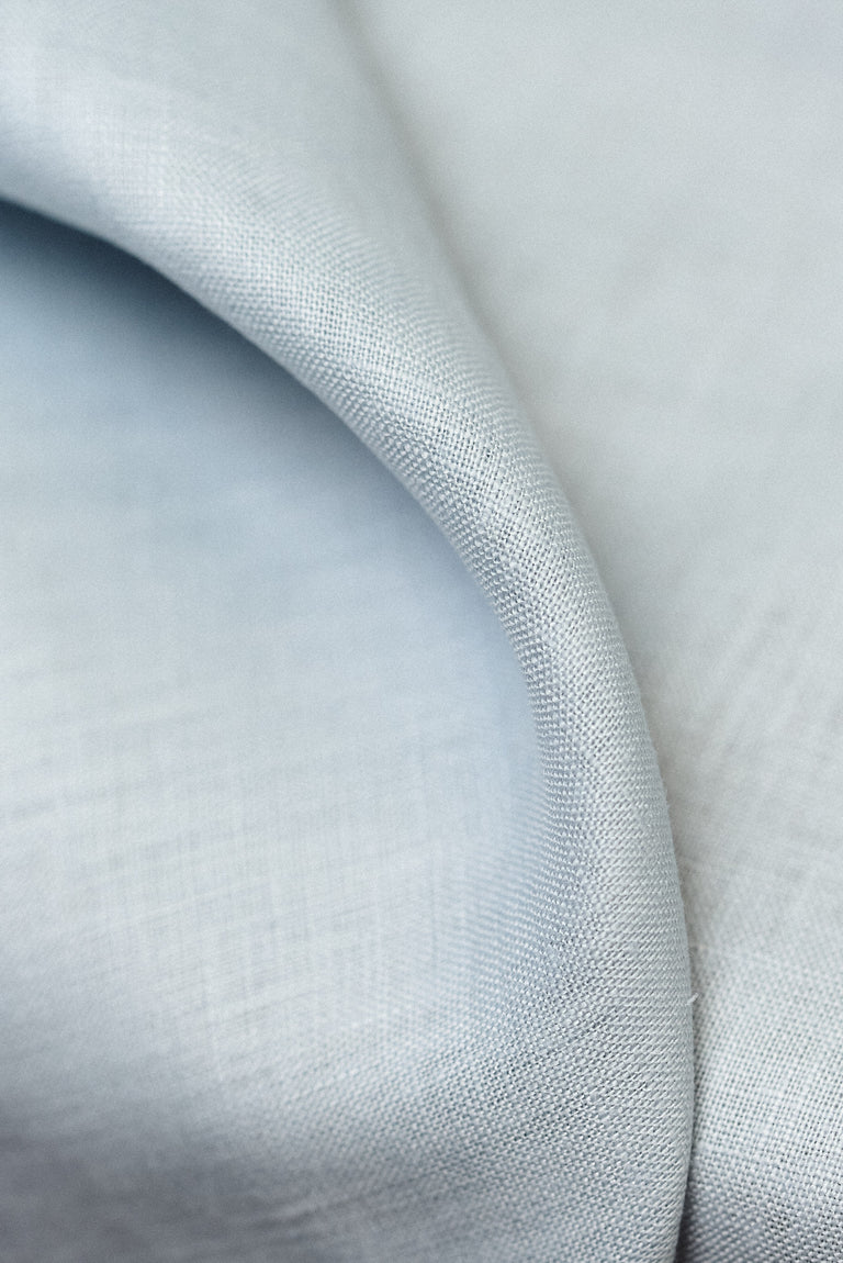 1 Yard Softened Powder Blue Pure Linen Fabric, Midweight 5.5 oz 54 Inches Wide