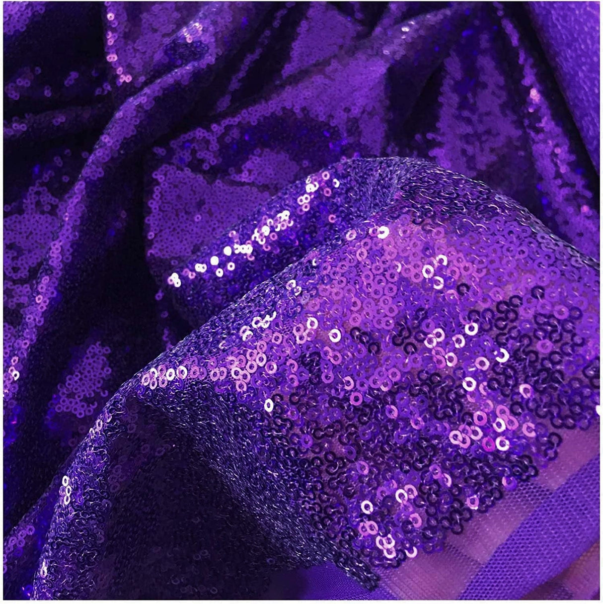 Mini Glitz Disc Sequins Polyester Fabric - 3MM Round Sequins, 50" Width (1 Yard)