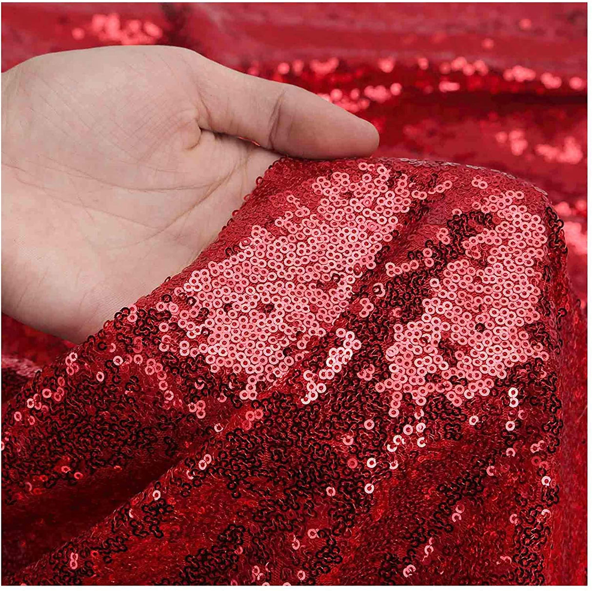 Mini Glitz Disc Sequins Polyester Fabric - 3MM Round Sequins, 50" Width (1 Yard)