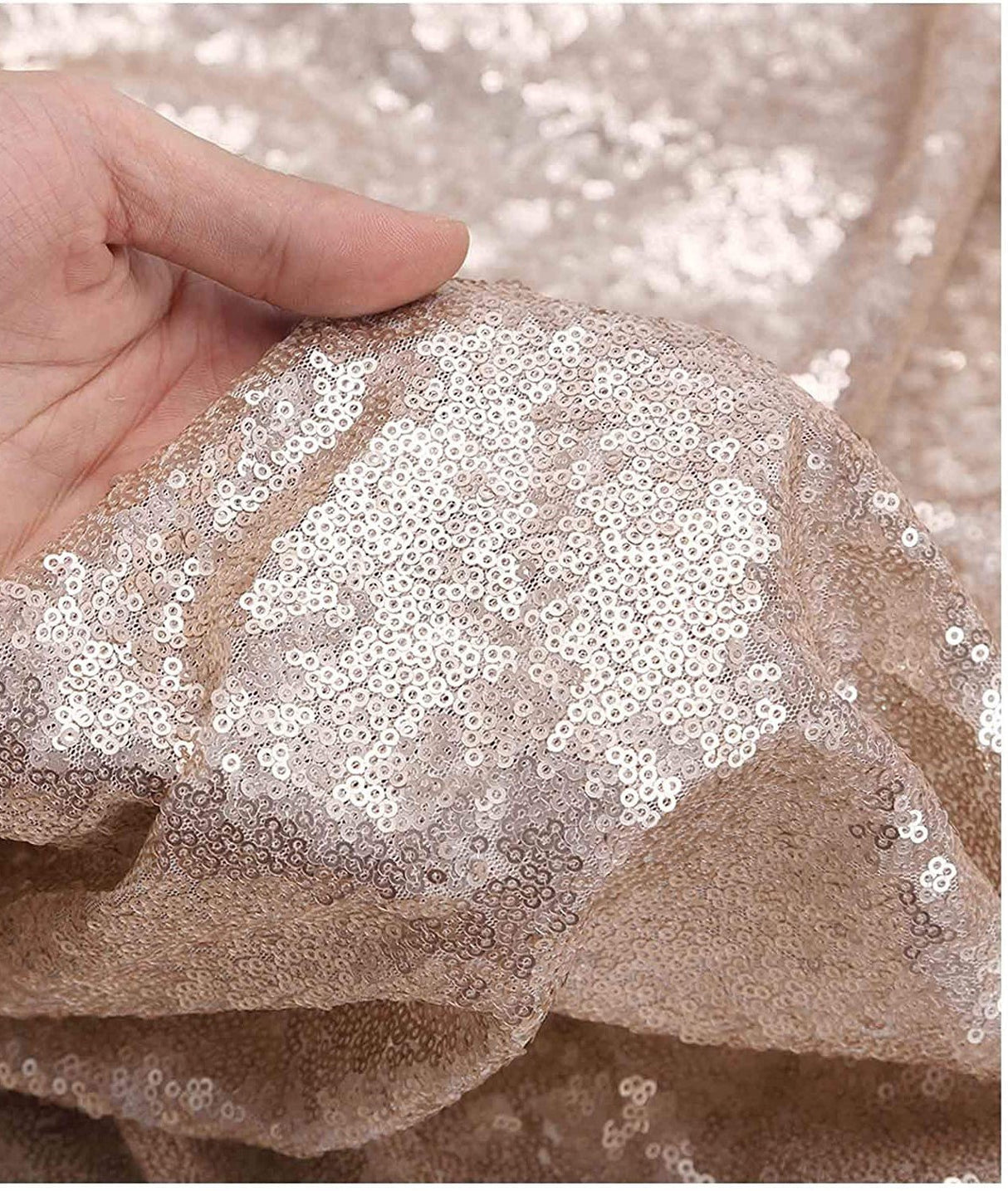 Mini Glitz Disc Sequins Polyester Fabric - 3MM Round Sequins, 50" Width (1 Yard)