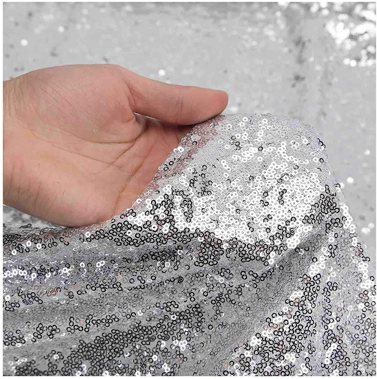 Mini Glitz Disc Sequins Polyester Fabric - 3MM Round Sequins, 50" Width (1 Yard)