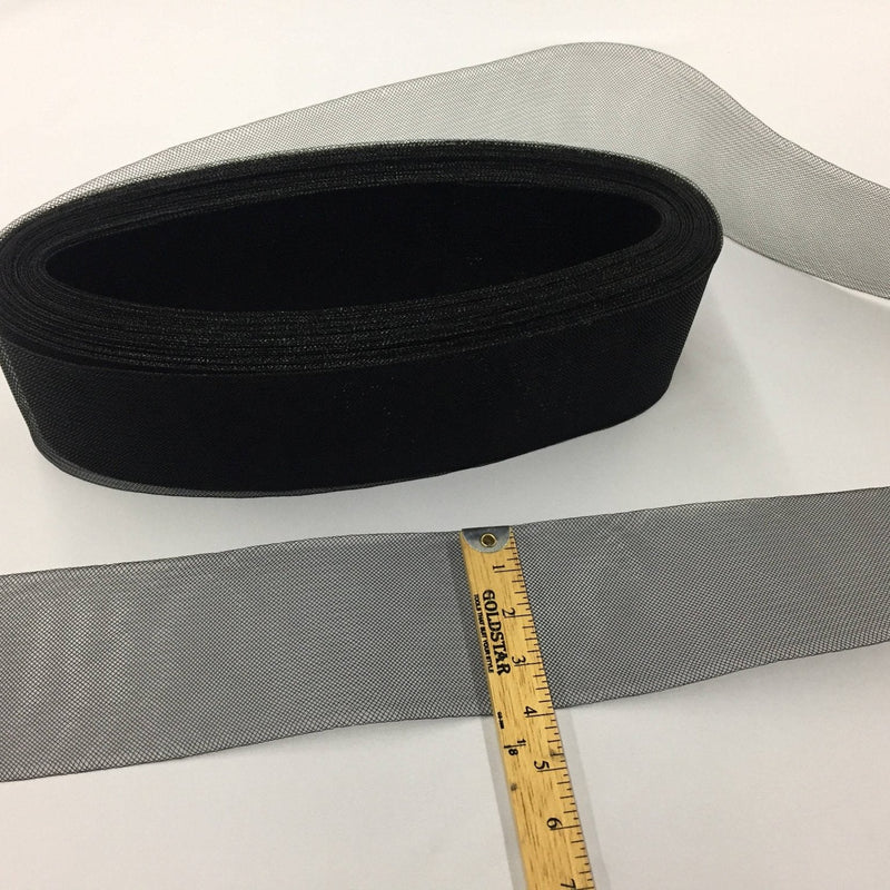Crinoline Horsehair Braid Trim Polyester Fabric - Black, 4" Width, 50 Yards (50 Yards)