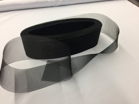 Crinoline Horsehair Braid Trim Polyester Fabric - Black, 4" Width, 50 Yards (50 Yards)