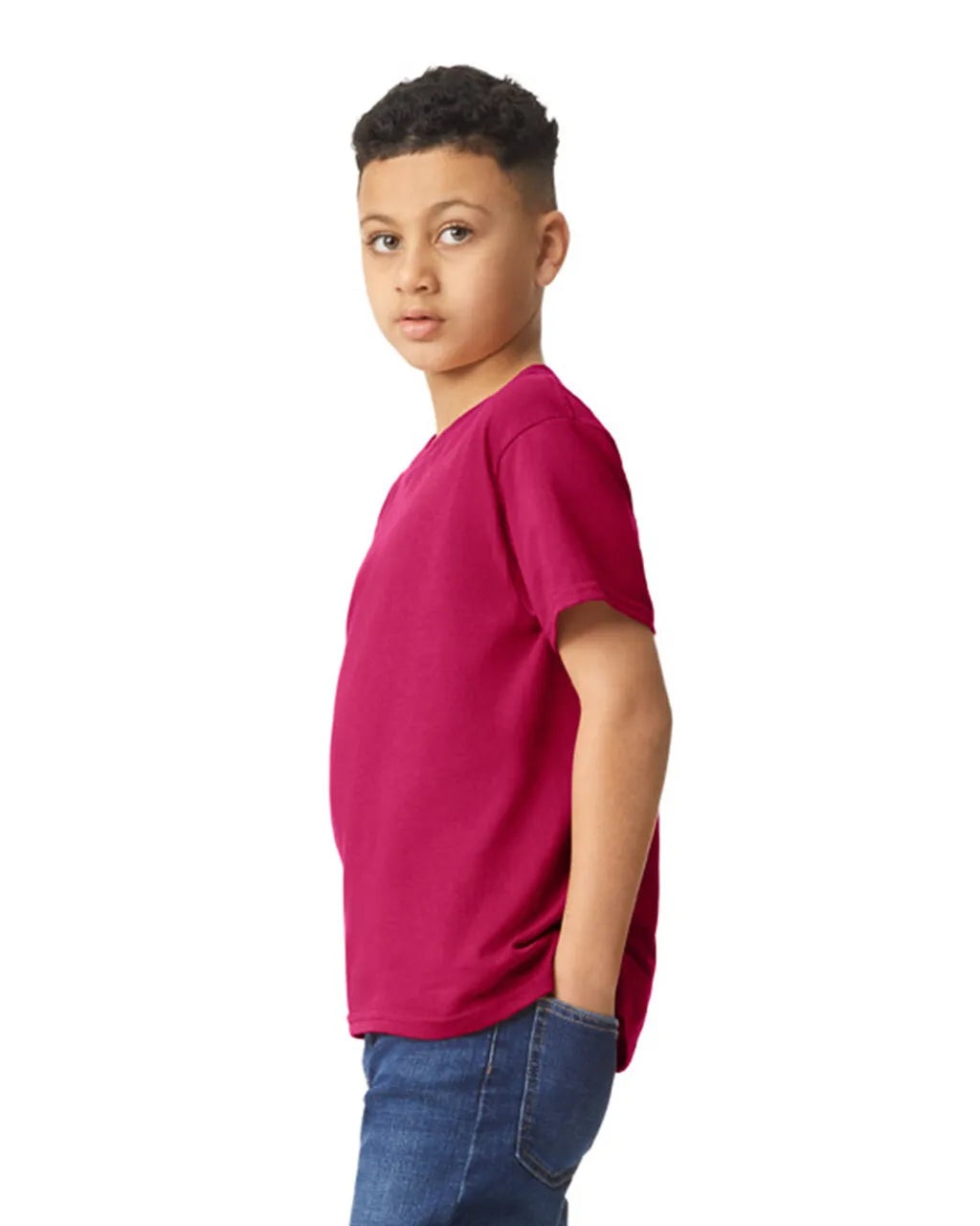 Gildan 5000B Youth Heavy Cotton Fabric - Cardinal Red, Classic Fit, Short Sleeve (1 Shirt)