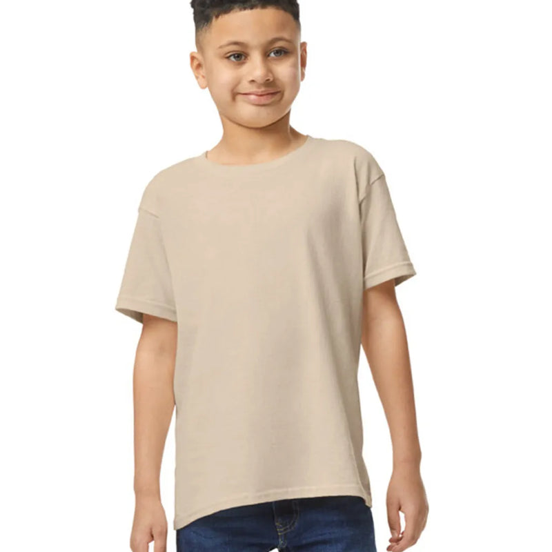 Gildan 5000B Youth Heavy Cotton Fabric - Sand, Short Sleeve, Classic Fit (1 Piece)