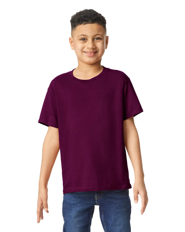 Gildan 5000B Youth Heavy Cotton Fabric - Maroon, Short Sleeve, Classic Fit (1 Unit)